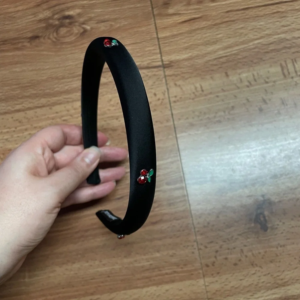 Black Red Cherry Embellished Headband